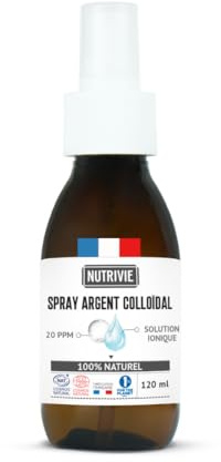 Spray Argent Colloïdal - 20 PPM & 100% Naturel - Haute Qualité & Ultra Pur - Elaboré par électrolyse - Soin naturel de la peau - Anti-microbien & Anti-bactérien - Fabriqué en France - Nutrivie