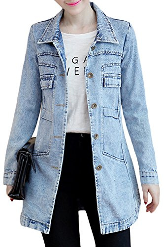 sandbank dam söt smal passform lätt jeans denim bomullsjacka kappa ytterkläder, Ljusblått, 36