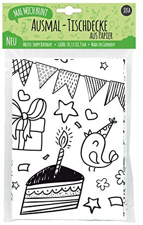 Pappersduk för målning, motiv Happy Birthday, bordsduk för barns födelsedag med många färgbilder, barns födelsedagskalas dekoration, Ibland färgglad