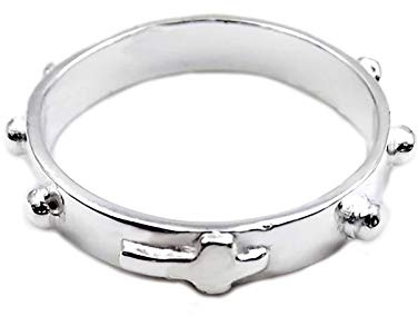 Ring für Frau aus 925 Silber ‰ Verlobungsring Rosenkranz Überqueren Religiöse Herren O Unisex