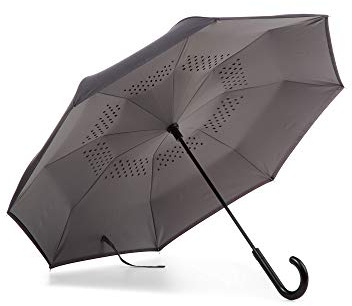 Totes Auto Reverse Close Windproof Stick Inbrella with Water Repellent Protection