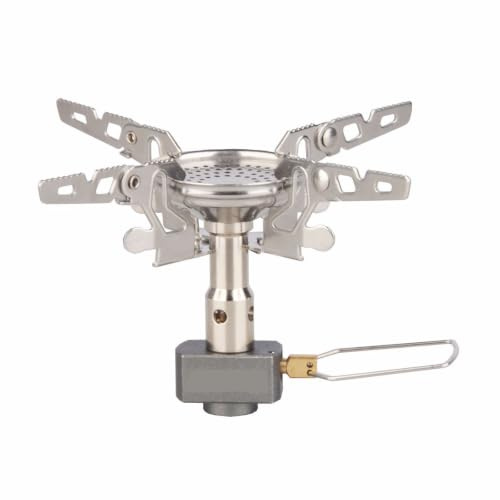 LCTM Estufa de Gas para Camping y Senderismo Cocina Portátil con Placa y Parrilla Quemador de Alto Rendimiento con Encendido Piezoeléctrico Compatible con Cartuchos de Isobutano Ideal B