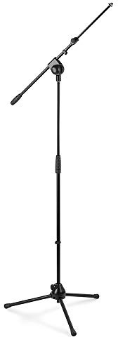 Vonyx MS20 Microphone Stand with Adjustable Telescopic Boom Arm, Foldable Metal Tripod Base and Thread Adapter, Ideal for Stage, Vocals, Performance, Studio and Live Audio Applications