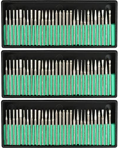 TIMESETL 90 Pcs Diamond Burr Bits Drill Kit for Engraving Carving Rotary Tool, 1/8(3mm) Shank, for Glass, Gemstone, Metal