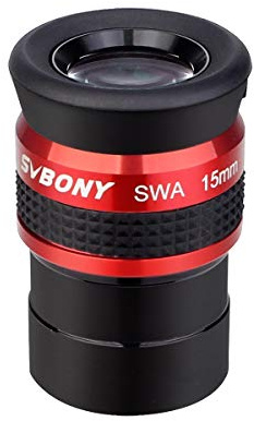 SVBONY SV154 Telescope Eyepiece 1.25 inch SWA 70 Degree 15mm Super Wide Angle Telescope Accessory with Twist Up Eyecups