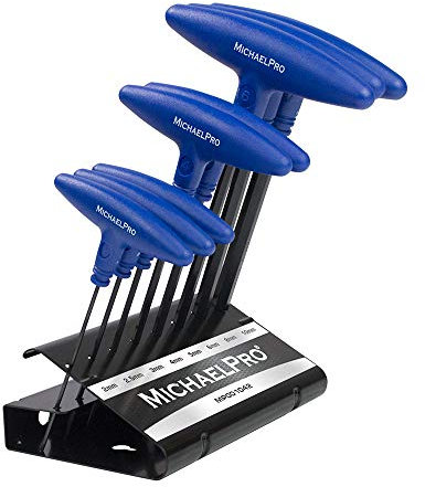 MichaelPro MP001042 8-Piece T-Handle Ball End Allen Wrench Set, T Handle Allen Key Set, T Bar Allen Keys Set, T Key, Allan Keys, Hex Keys Set with Convenient Storage Stand (Metric, Blue)