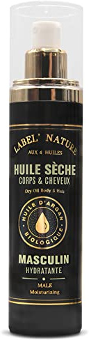 Huile Sèche Corps et Cheveux • Masculin Hydratante aux 4 Huiles • Spray 50 ml
