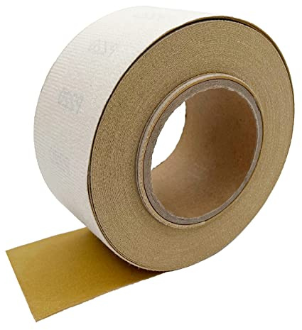 Rouleau de papier abrasif auto-agrippant, 7,6 cm x 18,1 m en oxyde d'aluminium auto-agrippant, dos en tissu émeri pour finition de meubles en bois, ponçage, polissage et travail du bois (220 Grit)