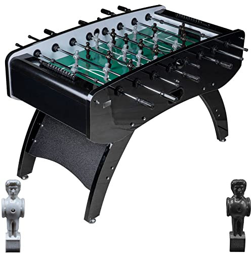 RAMROXX Fußball Tischkicker Schwarz Metallic grünes Feld Figuren Schwarz Grau 80kg