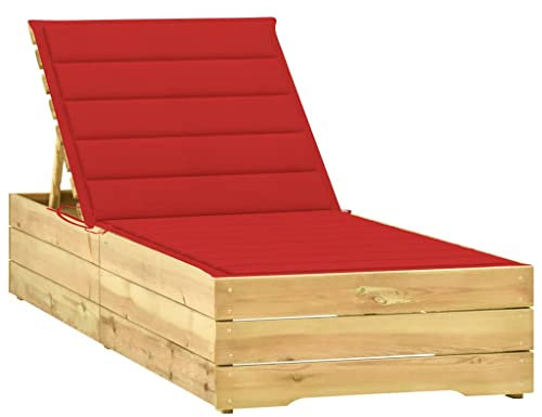 INLIFE Sonnenliege mit Roter Auflage Imprägniertes Kiefernholz-5915