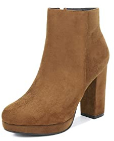 QUEEN HELENA Tronchetti con Plateau Stivaletti con Tacco Stivali Bassi Donna ZM9210
