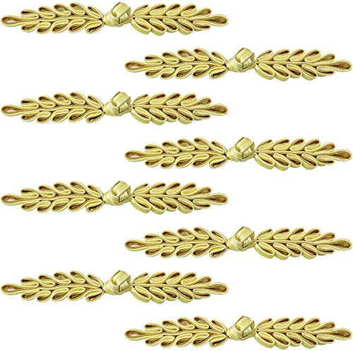 LUORNG 8 Stück chinesische Knoten Frosch Knöpfe Verschluss Nähen Verschlüsse Chinesische Wind Baum Blatt Schnalle für Schal Cardigan und Kostüme Outfit Nähen Pullover Umhang Mäntel, Aprikose Gold