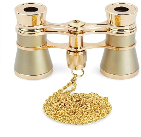 EdirFtra Faltbare Operngläser Fahrrad Metall Körper mit Kette optische Linse Theater Teleskop Retro Design Frauen Geschenk