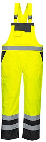 Stromway Men's Hi Vis Contrast Bib and Brace Waterproof Workwear Ulined Overall Dungarees