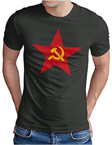 OM3® Retro Soviet-Star T-Shirt - Herren - UDSSR Hammer und Sichel - S - 4XL