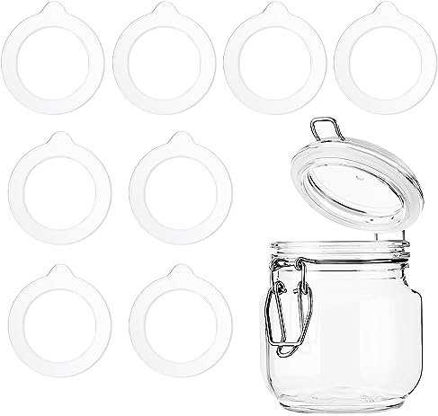 NECXON 8 Stück Silikon-Ersatzdichtungen, auslaufsichere Gummidichtungen, wiederverwendbar, luftdichte Gummidichtung für Einmachglas-Deckel, normale Weithalsgläser(3.7 * 2.7inch)