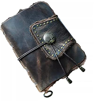 Notizheft liniert Klassisches Notizbuch aus Leder im Vintage-Stil mit Messingring, Lesezeichen, Geschäftsreisen, täglicher Notizblock, Skizzenbuch, Geschenk Tagesplaner (Size : A5)
