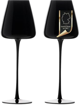 Intirilife 2x Verre à vin au design moderne en Noir - Capacité de 500 ml - Verre à vin rouge vin blanc, calice, lavable au lave-vaisselle, verre en cristal, résistant aux chocs