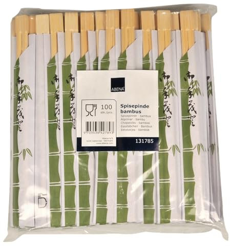 Abena Gastro Wooden Chopsticks | 100 Pairs | 21cm | Sustainable Bamboo | Disposable | for Sushi or Chinese Cuisine | Bulk Pack