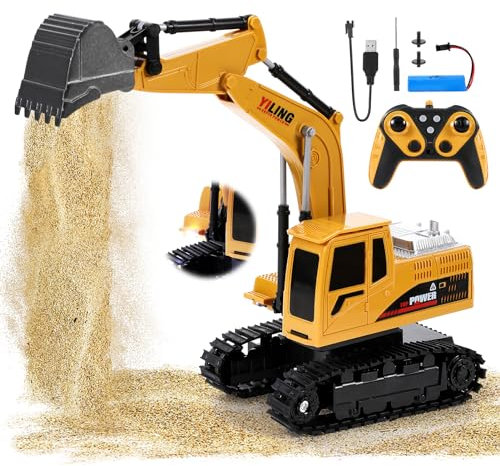 Ferngesteuerter Bagger Spielzeug 1:20 Traktor Ferngesteuert Bagger Spielzeug ab 3 jahre, 2.4GHz Spielzeugtraktor Baustellenfahrzeuge Kinder mit Sound & Licht, Geschenk für Kinder 6 8 9 10 11 12 Jahre