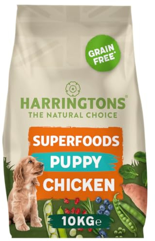 Harringtons Superfoods Puppy Complete Grain Free Hypoallergenic Chicken with Veg Dry Dog Food 10kg - Made with All Natural Ingredients, Packaging may vary