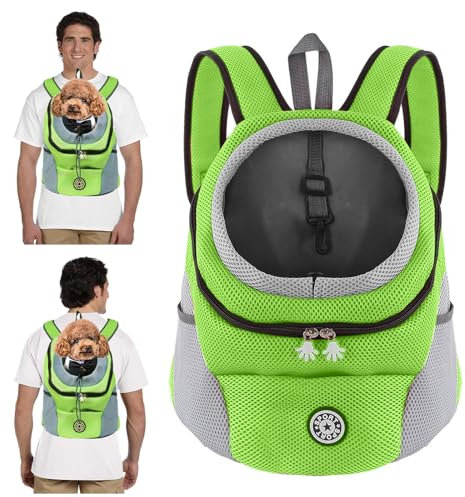 PETCUTE Hundetragerucksack,Verstellbarer Haustier Rucksack für Kleine Hunde und Katzen,Gepolsterter Schultergurt,Wasserdichter Boden,Atmungsaktiv,Haustier-Fronttasche mit Sicherheitshaken,zum Wandern