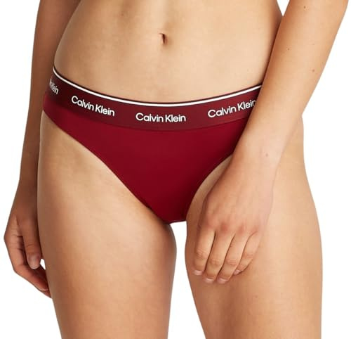 Calvin Klein Bas de Bikini Femme avec Ceinture Emblématique, Rouge (Plum Glaze), S
