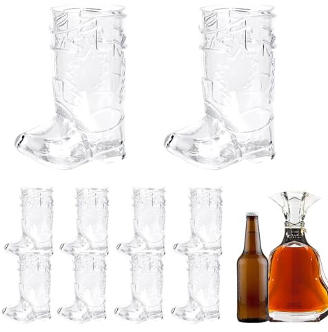 Povanjer Gobelets de fête amusants, gobelets de bottes de cowboy, 10 pièces tasses à bière transparentes tasse à bière de 1 once, Petit ensemble de tasses de bottes de Cowboy, nouveauté, cadeaux de