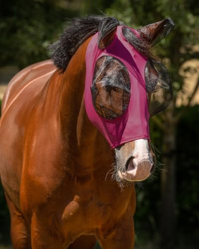 Fliegenmaske Fliegenschutz elastisch mit Reißverschluss Rosa (Cob Vollblut)