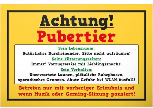 DankeDir! Pubertier - Kunststoff Schild 30 x 20 cm - Geschenkidee Teenager Spruch Zimmer Türschild Jungen & Mädchen Jugendzimmer - Dekoration Deko Geschenk Idee Jugendliche Tür Deko Geburtstag