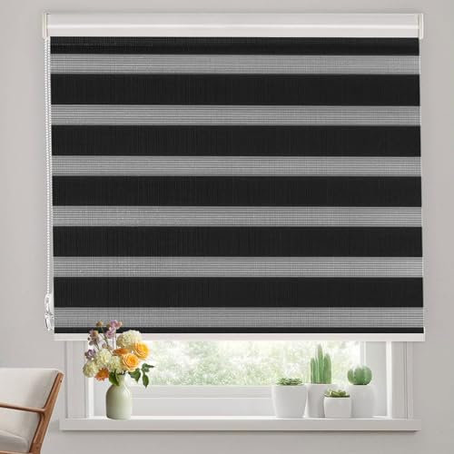 Verdunklungsrollo Klemmfix 40 x 220 cm Hitzeschutz Energiesparend Sonnenschutz Klemmrollo Inkl. Zubehör für Wohnzimmer Küche Büro, Schwarz