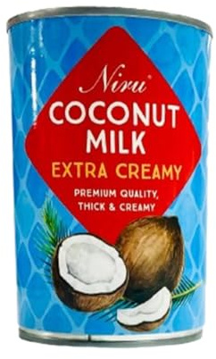 Niru's Coconut Milk Extra Creamy Tin- 400ml, Extra Creamy, Thick & Creamy, Perfect for Cooking & Baking, No Additives Pack of 1