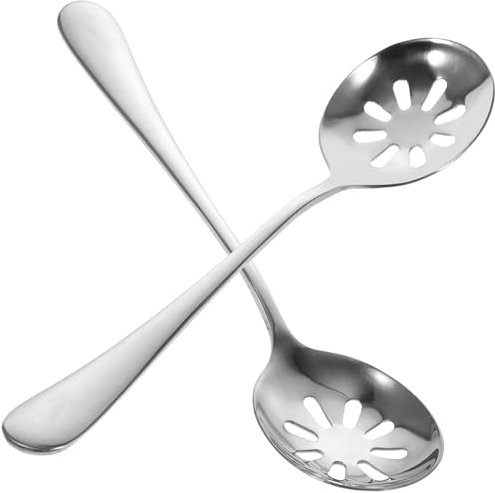 Ciieeo 2stücke Schlitzlöffel Aus Edelstahl Für Servieren Wiederverwendbare Küchenutensilien Mit Schlitz Ergonomisches Design Für Abendessen Und Täglichen Gebrauch Kleine Servierlöffel Für