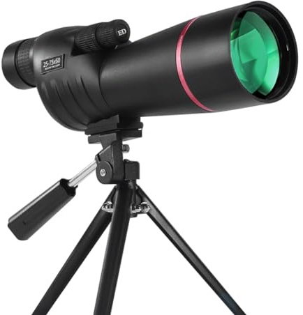 Sefdrert Zoom 25x-75x Longue-Vue Monoculaire HD Télescope Puissant Étanche Longue Portée avec Trépied pour L'Observation des Oiseaux en Camping