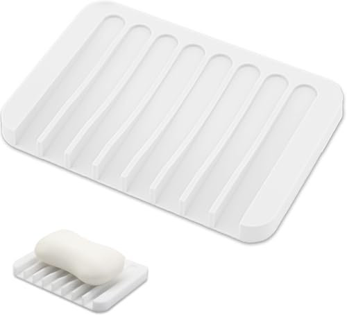 Portasapone in Silicone 1 Pezzo Portatile per Bagno e Cucina (Bianco)
