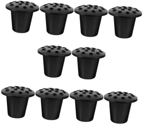 Yardwe Lot De 10 Vases À Fleurs Noirs Robustes Pour Cimetière 16 Trous Pour Décoration De Tombe Et De Maison