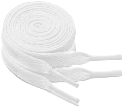 GOODSALEOK 2 Paia Di Lacci Scarpe Da 8mm Per Sneakers Stringhe Scarpe Piatti Ideato Per Le Scarpe Casual Per Bambini E Adulti Bianco 130cm
