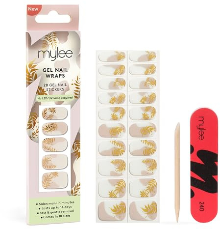 Mylee Gel Nail Wraps [Nature Time] - 20 Pre-Cured Gel Stickers | Instant Mani, No Lamp Needed, Chip-Resistant, Glossy Finish, Lasts Up to 14 Days, Easy to Apply - Vegan & Cruelty-Free
