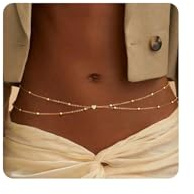 ASOMI Cadena de vientre de 2 capas dorada para mujer, ajustable, cadena corporal para el vientre y el cuerpo, cadena de cintura para bikini, joyería de verano