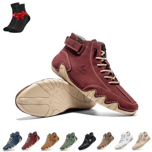 Kirposh Bottes Pieds Nus, Chaussures Pieds Nus Respirantes et antidérapantes, Baskets Unisexes, Baskets en Cuir, Chaussures Pieds Nus ergonomiques(Wine Red,39 EU)