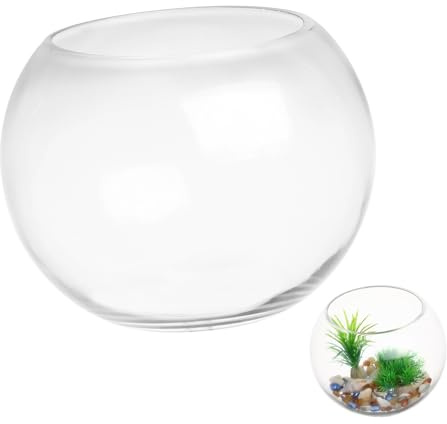 Ipetboom Glasaquarium Für Zuhause Runder Schreibtischaquarien Aus Robustem Glas Kleines Dekoratives Aquarium Für Büro Oder Heim Geeignet Für Fische Garnelen Und Pflanzen