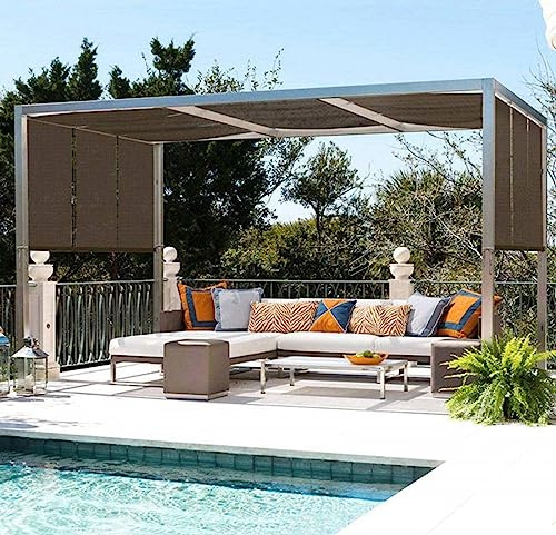 Tessuto per vela ombreggiante al 90% con occhielli, protezione dai raggi UV, per esterni, giardino, patio, pergola, copertura in rete, colore marrone, 4 x 8 m