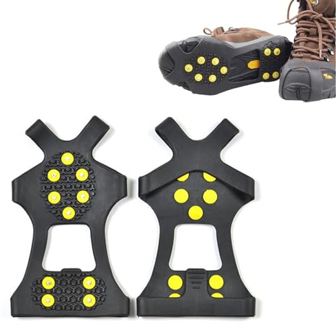 Steigeisen Grödel für Bergschuhe, Anti Rutsch Schuhspikes, Grödel für Wanderschuhe, Steigeisen für Wanderschuhe, Schuhkrallen, Anti-Rutsch Schuhspikes, Größe L:40-45, für Wandern,Wintersport im Freien