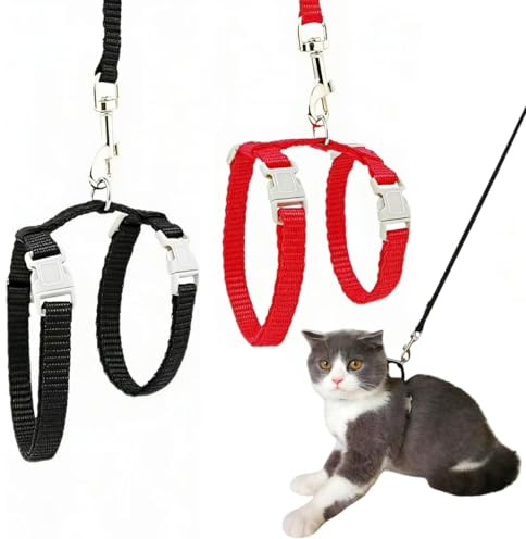 Cat Harness and Leash Sets-Adjustable- Escape-Black-2PCS