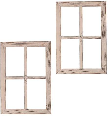 Cabilock 2pezzi Finestra Finta in Legno Cornice Decorativa da Parete per Arredamento Country Rustico per Soggiorno Camera da Letto e Bagno