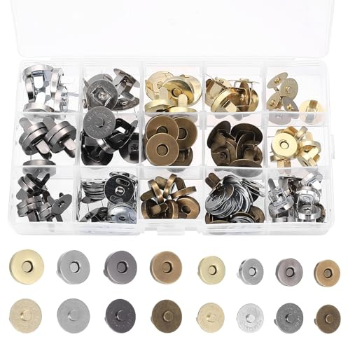 48 Pcs Botones Magneticos para Coser, 14mm 18mm Cierre Magnetico Broches Magnéticos, cierres metálicos para bolsos, broches de iman para costura DIY, abrigos, chaquetas
