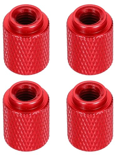 QUARKZMAN 4 Stück Aluminiumlegierung Rändelmuttern M6 x 12 x 16mm, Lange Rändelmutter Metall Griffmutter Gewindeadapter für Elektronisch Geräte Industrie Maschine Baugruppe, Weinrot