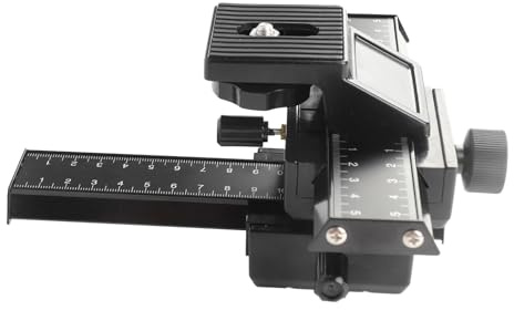 Tbest Control Deslizante de Riel de Enfoque Macro, Aleación de Aluminio Premium de 4 Vías, Primeros Planos con Regla Doble Precisa para Fotografía y Cámaras SLR Profesionales