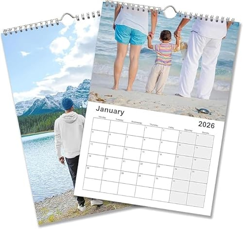 Custom Photo Wall Calendar Desk 2026 Personalized Family & Office Photo Calendars, Print Your 13 Memories Custom Perfect for Birthdays Christmas Gifts (Wall Calendar-21cmx29.7cm, 1 x Calendar)