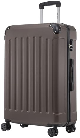 YONSLY Trolley Koffer Suitcase, Reisekoffer, Rollkoffer Handgepäck, Hartschalenreisekoffer mit 4 Rollen 360°, Zahlenschloss, Weicher Gummigriff für Reisen, Camping (XL, Braun)
